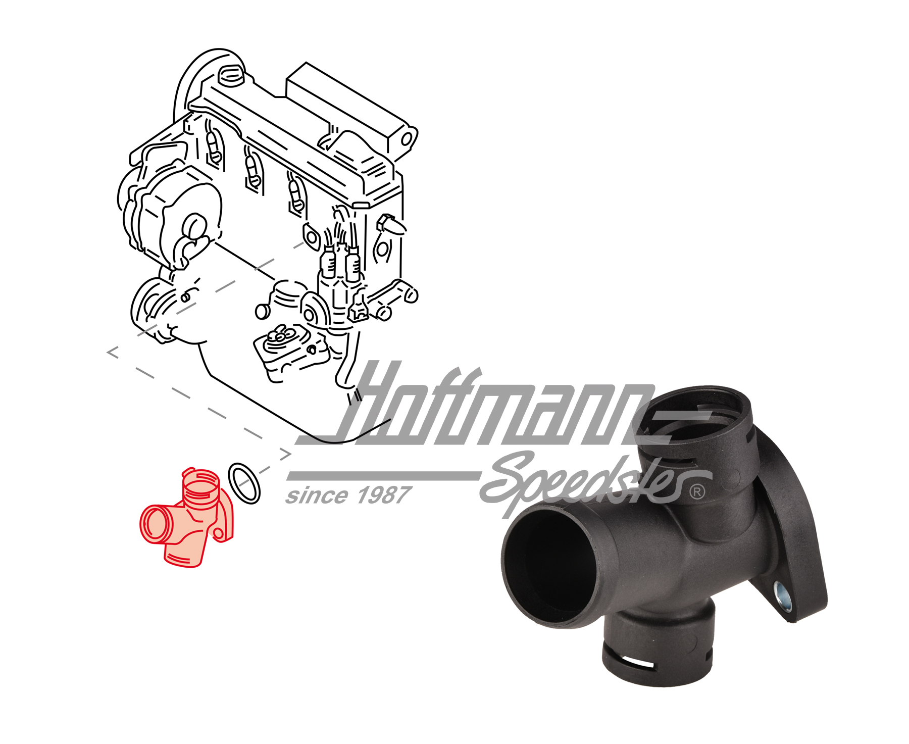 Flangia dell'acqua, Furgone T4, 2.4-2.5, 10.91-4.98 | 074 121 132 | 401-1980-20