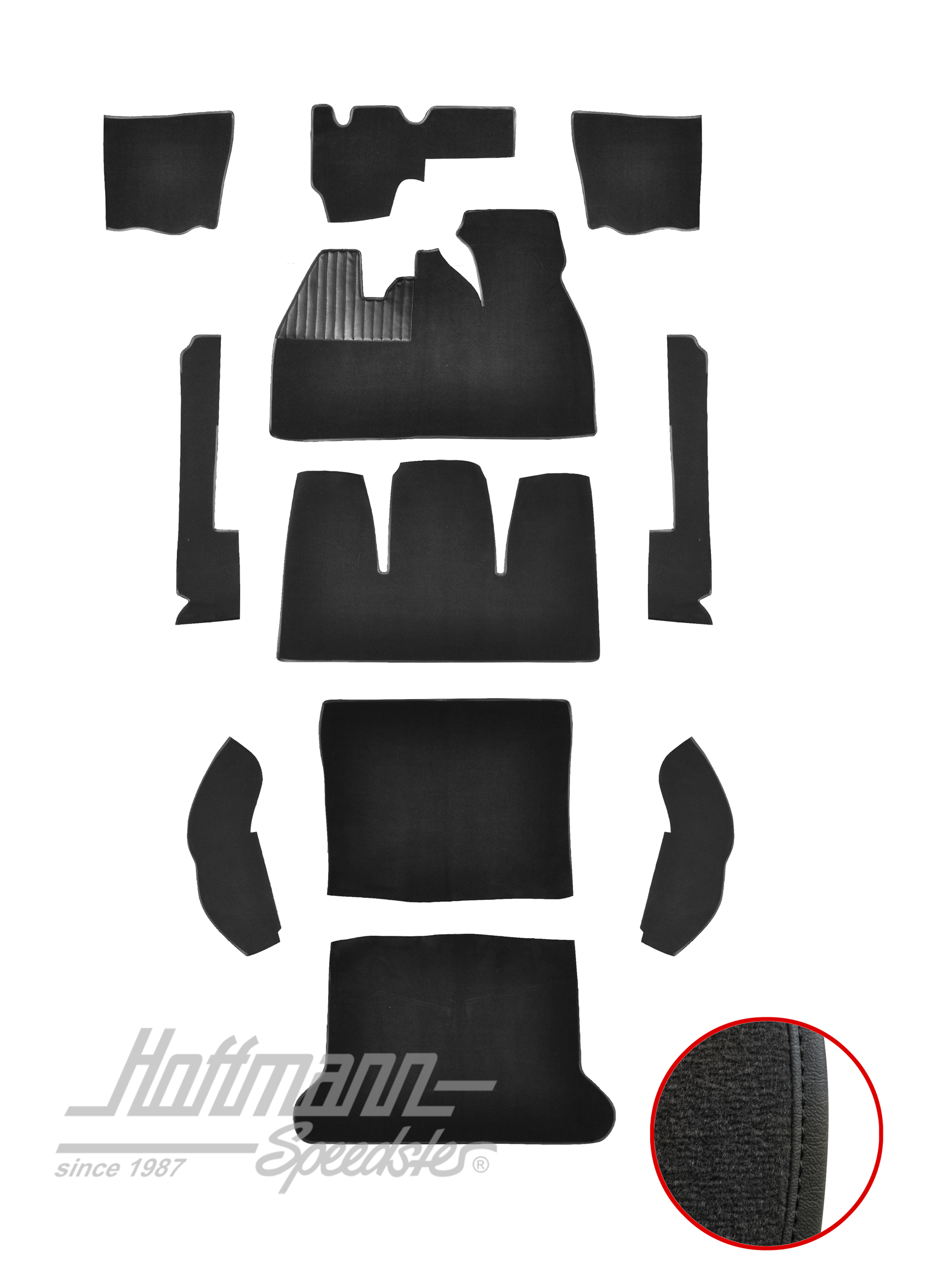 Set tappeti, Maggiolino Berlina, 8.61-7.68, nero |  | 026-5421