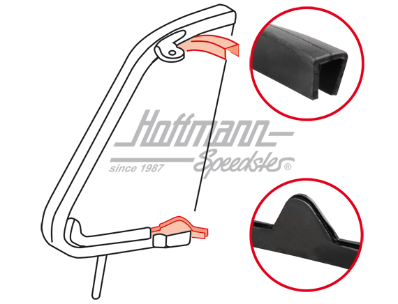 Guarnizione tra vetro deflettore / telaio,  -7.64 | 111 837 271 | 020-5233-12