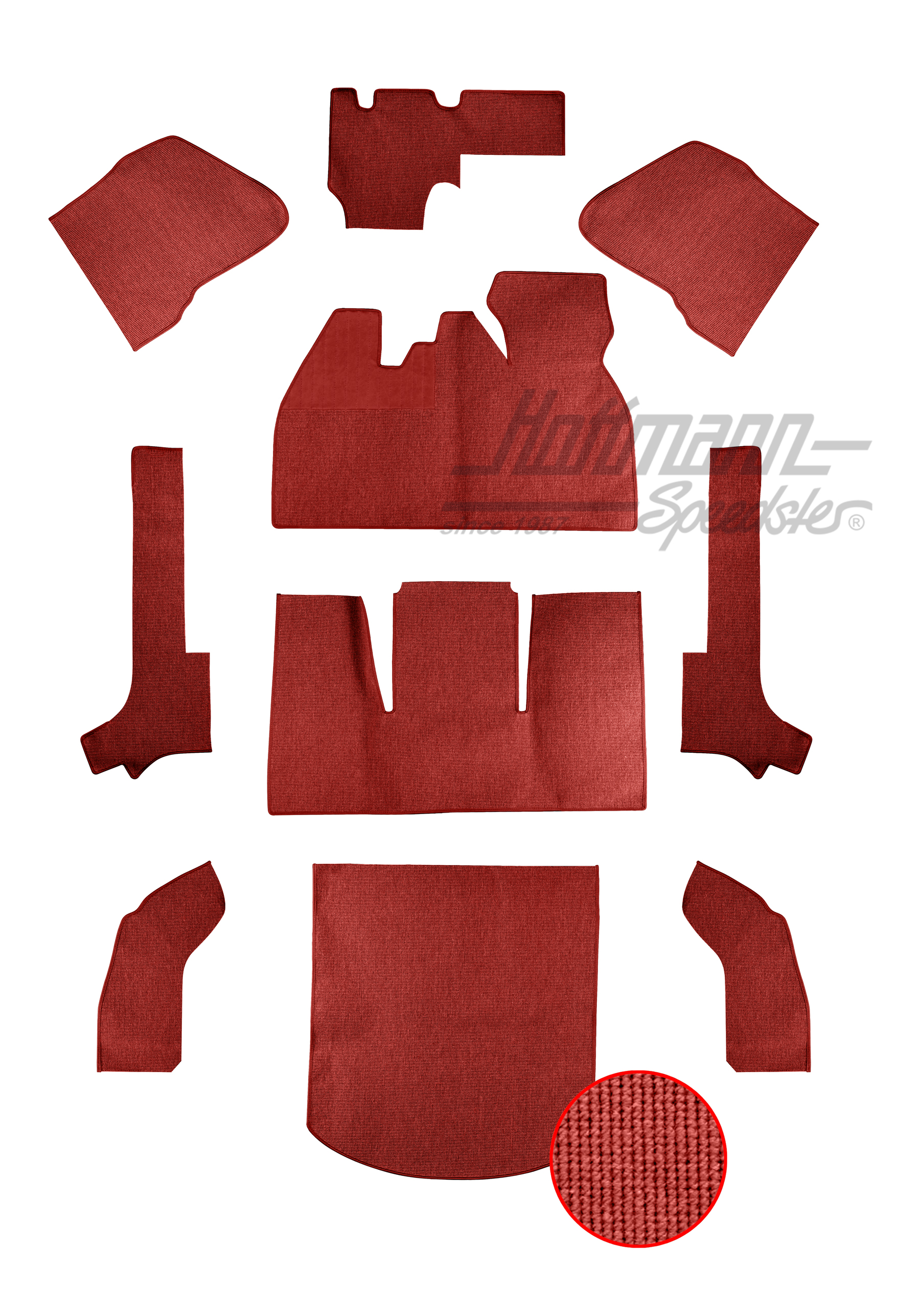 Set tappeti, Cabriolet, 64-67, filato capello, (10), rosso |  | 026-5044-06