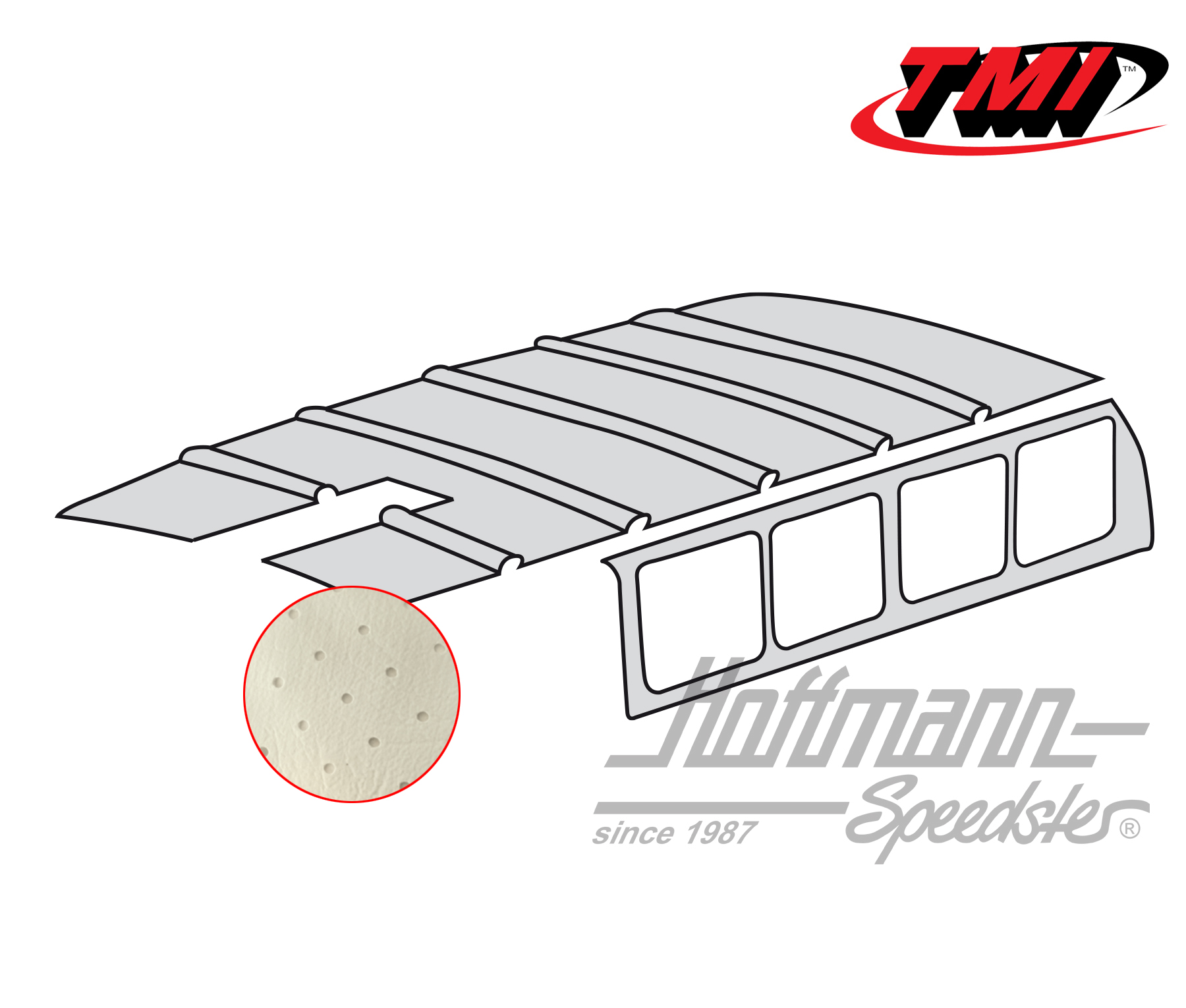 Cielo, Furgone T1, 63-67, perforato, bianco antico | 20 2102-44 | 098-0080