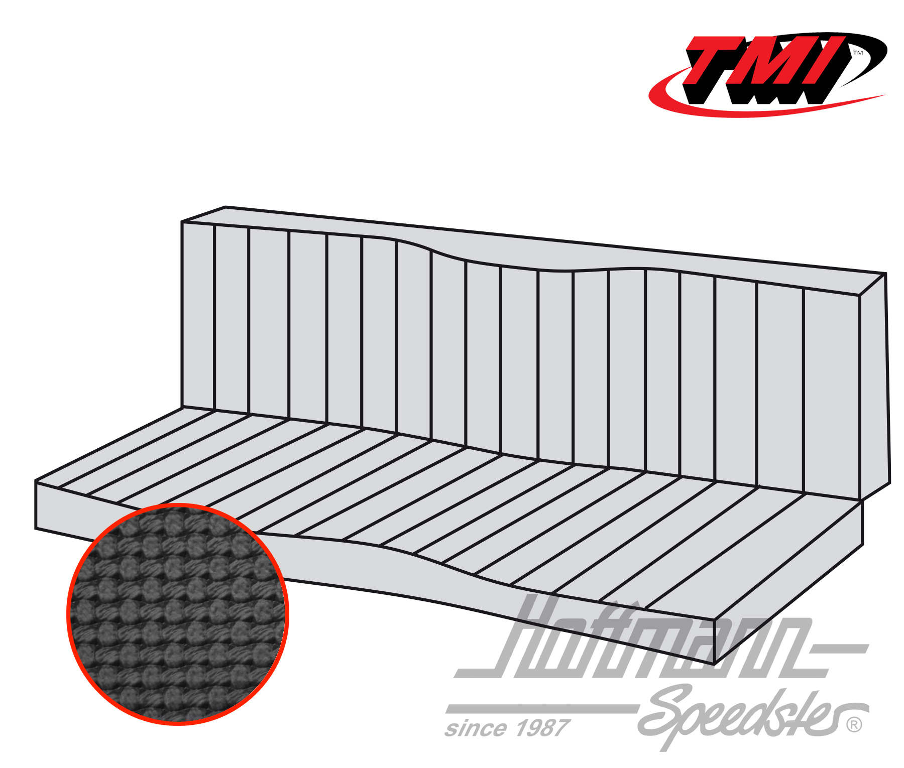 Copri panca, Karmann Ghia Coupé, 55-71, nero | 43-1511-01 | 066-0082-40