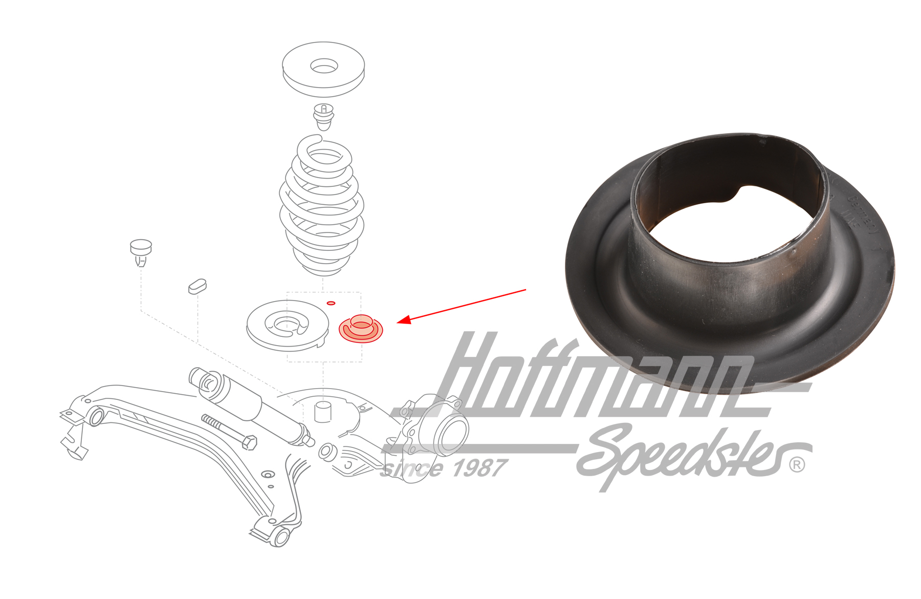 Cappuccio, molla, posteriore, inferiore, Furgone t$ | 7D0 511 143 | 405-0114