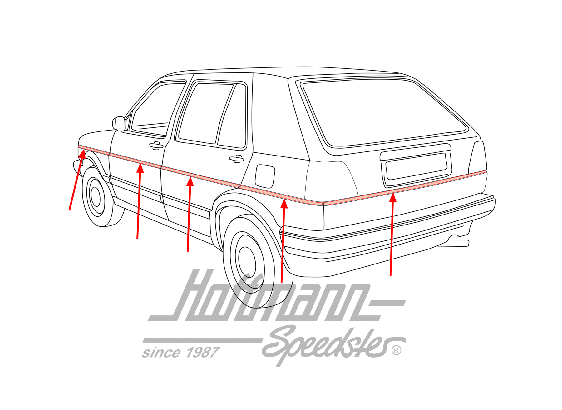 Strisce decorative, centro, Golf 2, 4 porte | 191 806 888 | 208-6940-20