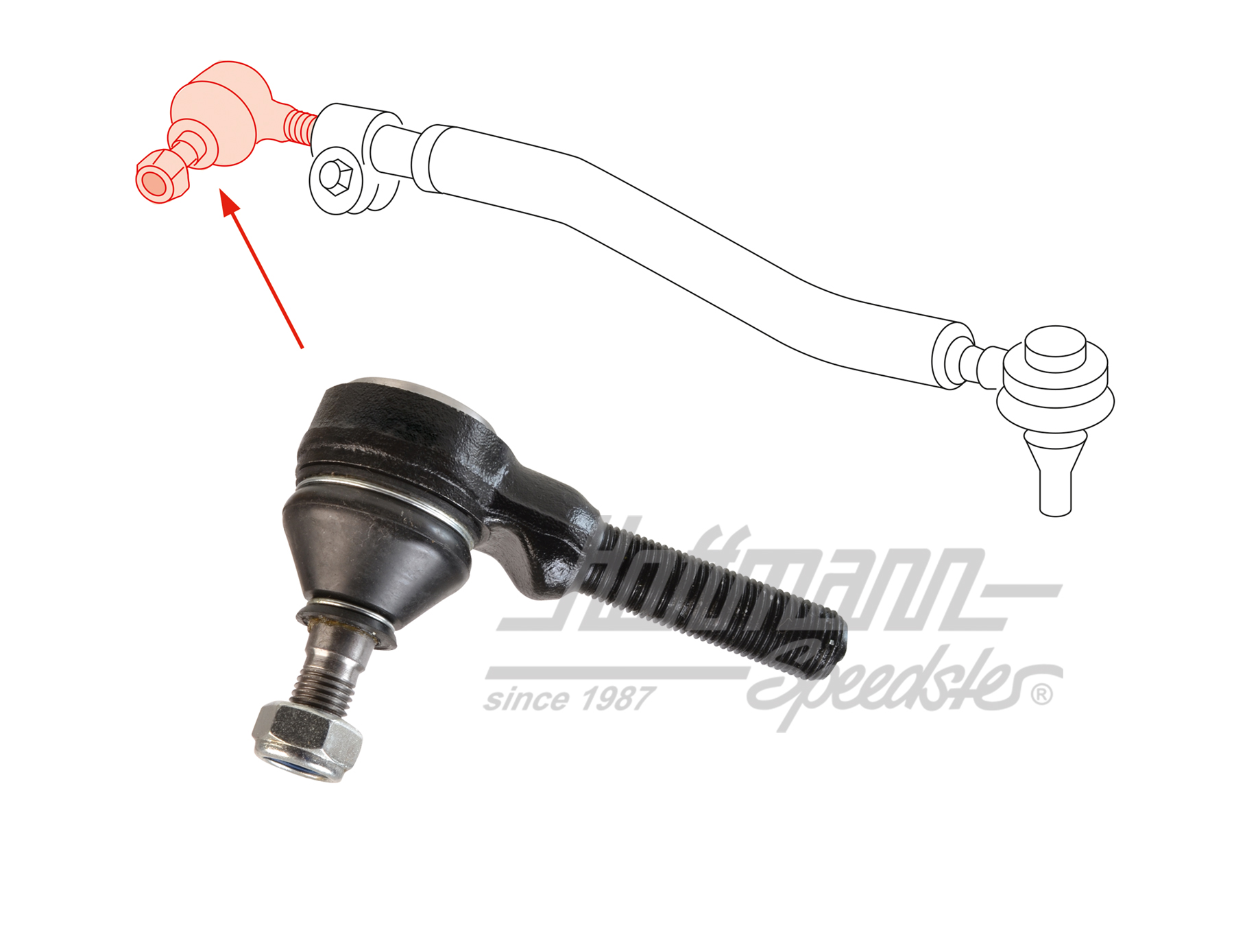 Estremità dell'asta di spinta dello sterzo, Furgone T2, 67-79                                       