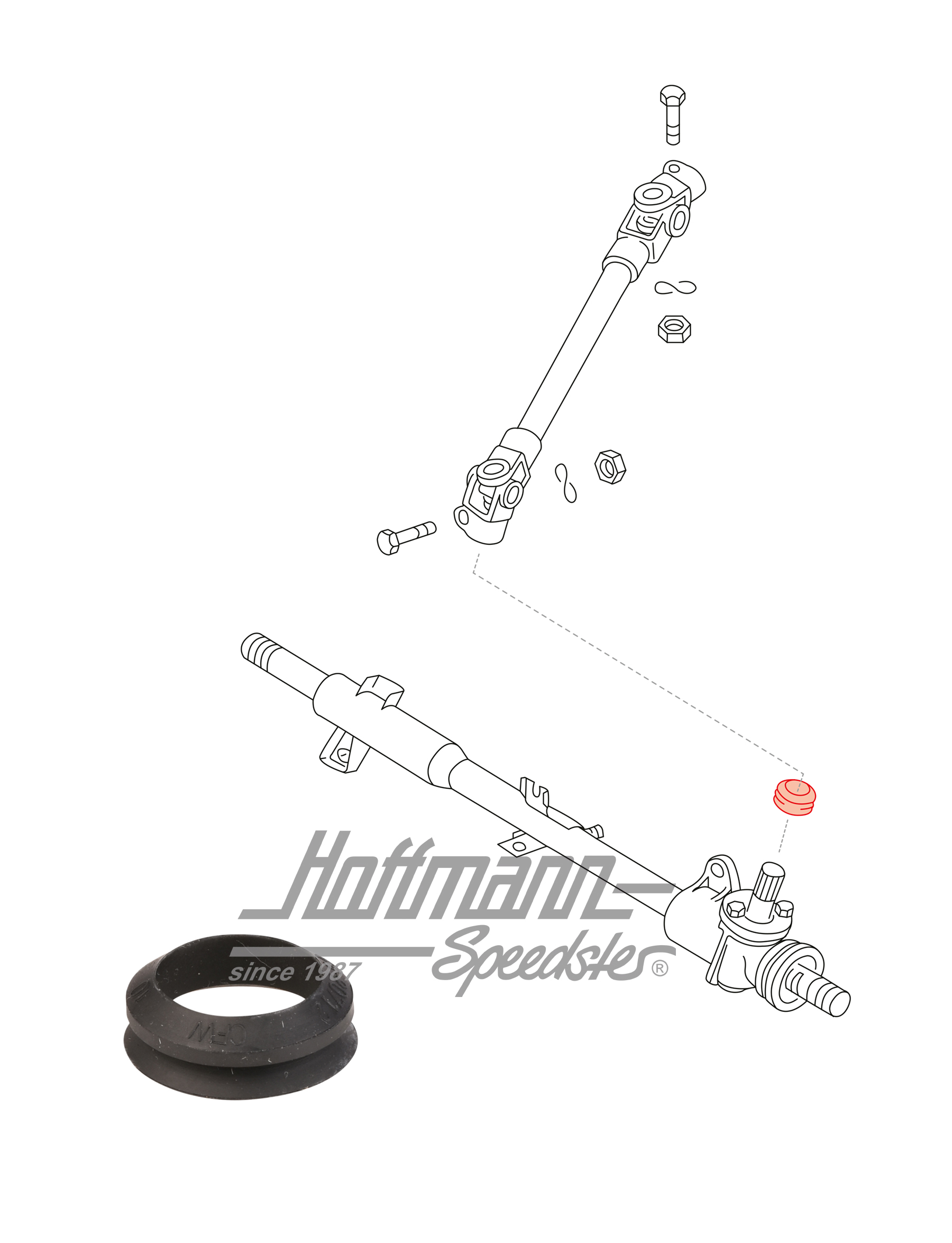 Guarnizione, ingranaggio dello sterzo, superiore, Golf 1 | 171 419 329 A | 140-5130-23