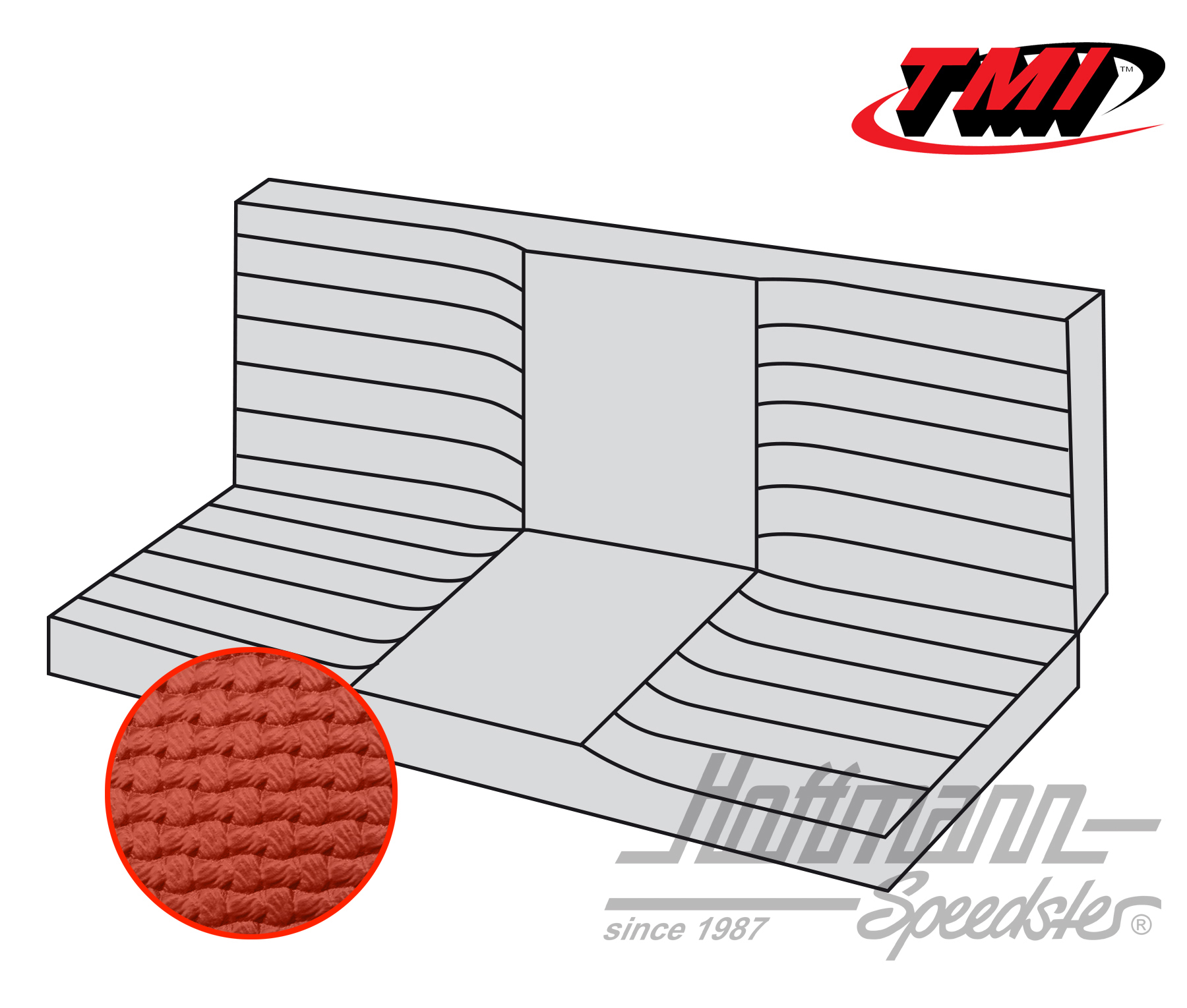 Copri panca, Karmann Ghia Cabriolet, 71-74, rosso | 43-1612-07 | 066-0085-10