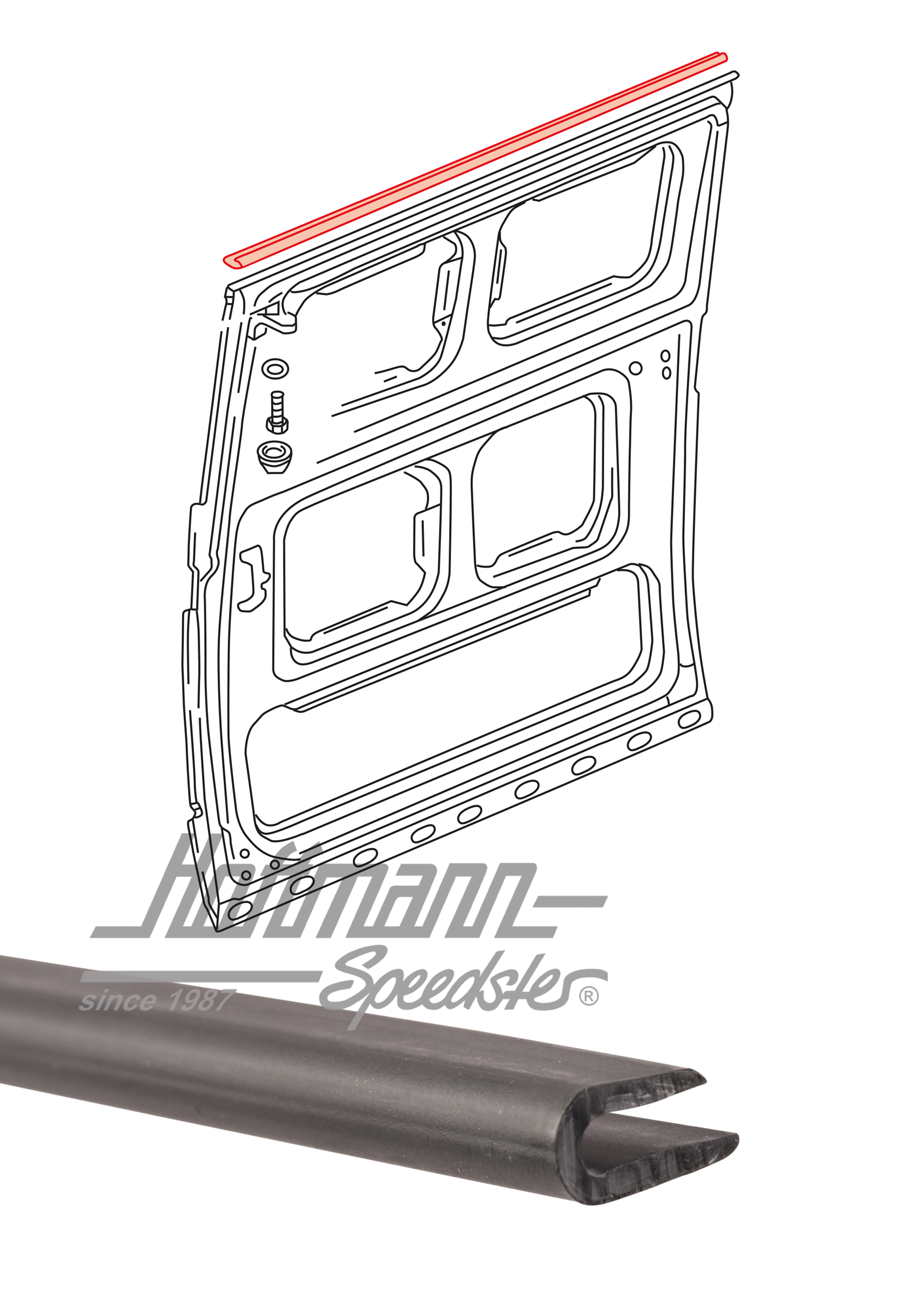 Striscia di copertura, porta scorrevole superiore, Bus T3 | 251 843 178 | 350-2710