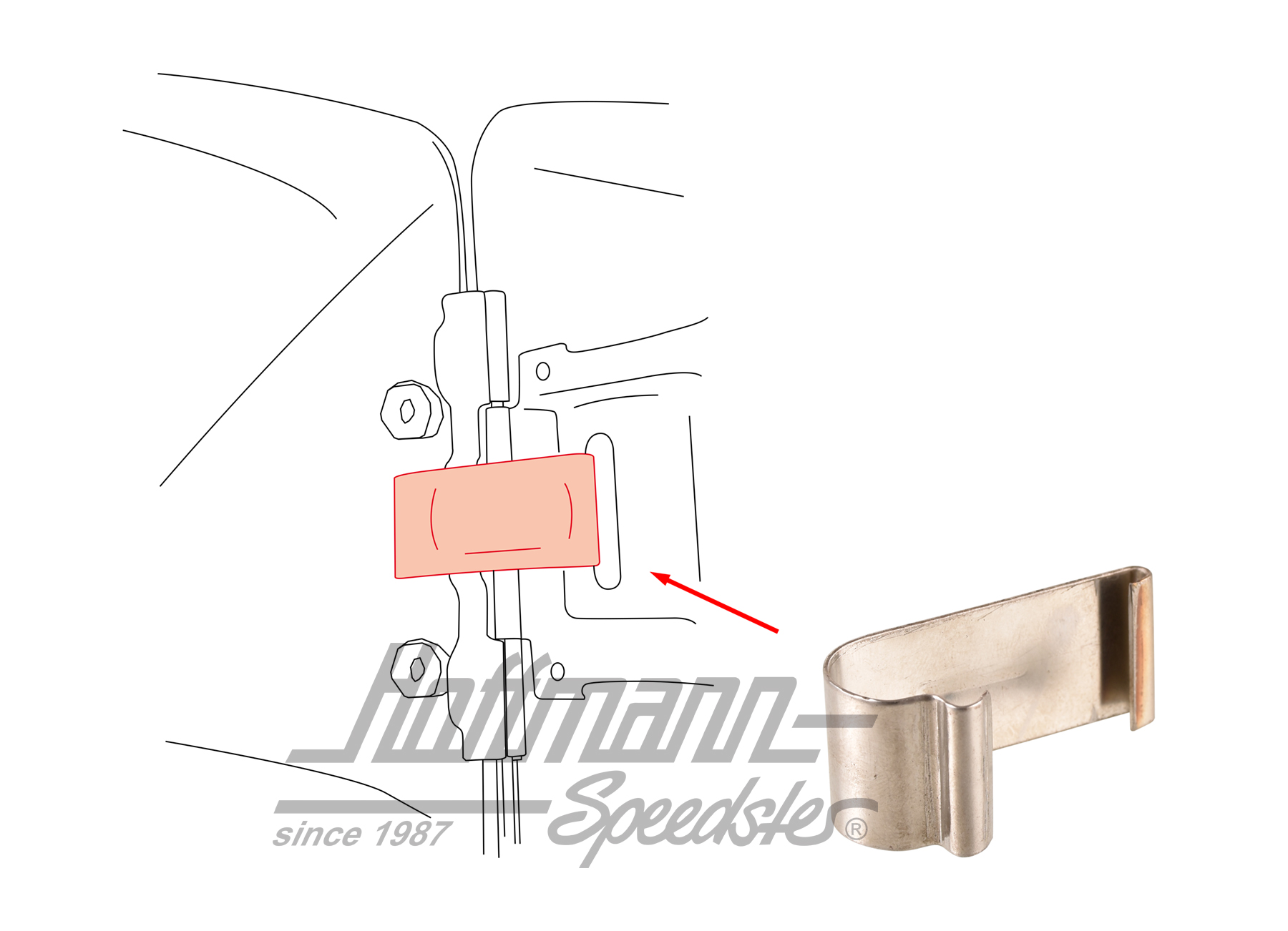 Molla, sportello tappo serbatoio, Furgone T2, 71-73 | 211 829 639 A | 097-1058-44
