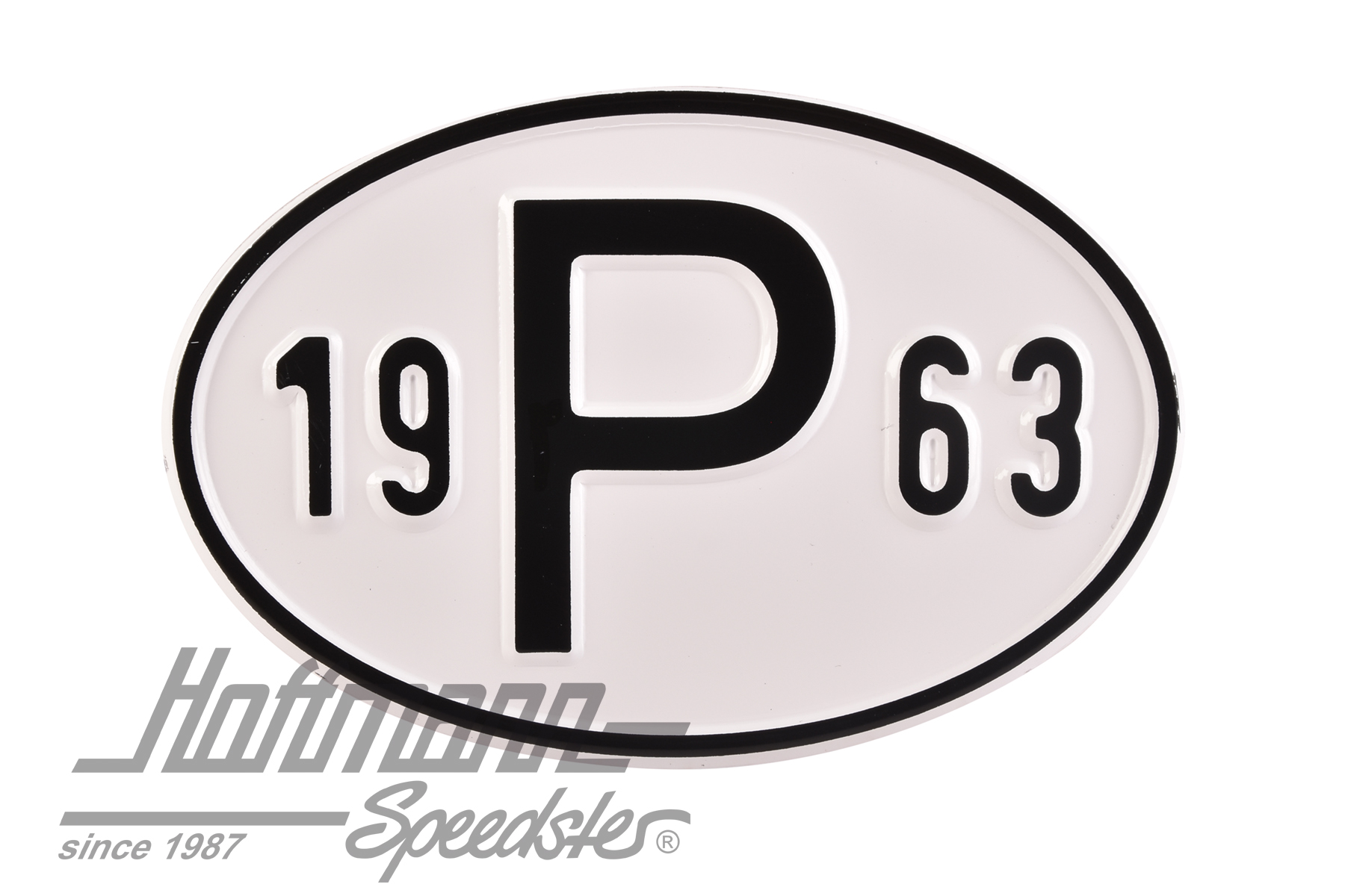 Targa sigla internazionale "P" (Portogallo), "1963", alluminio |  | 020-2405-63