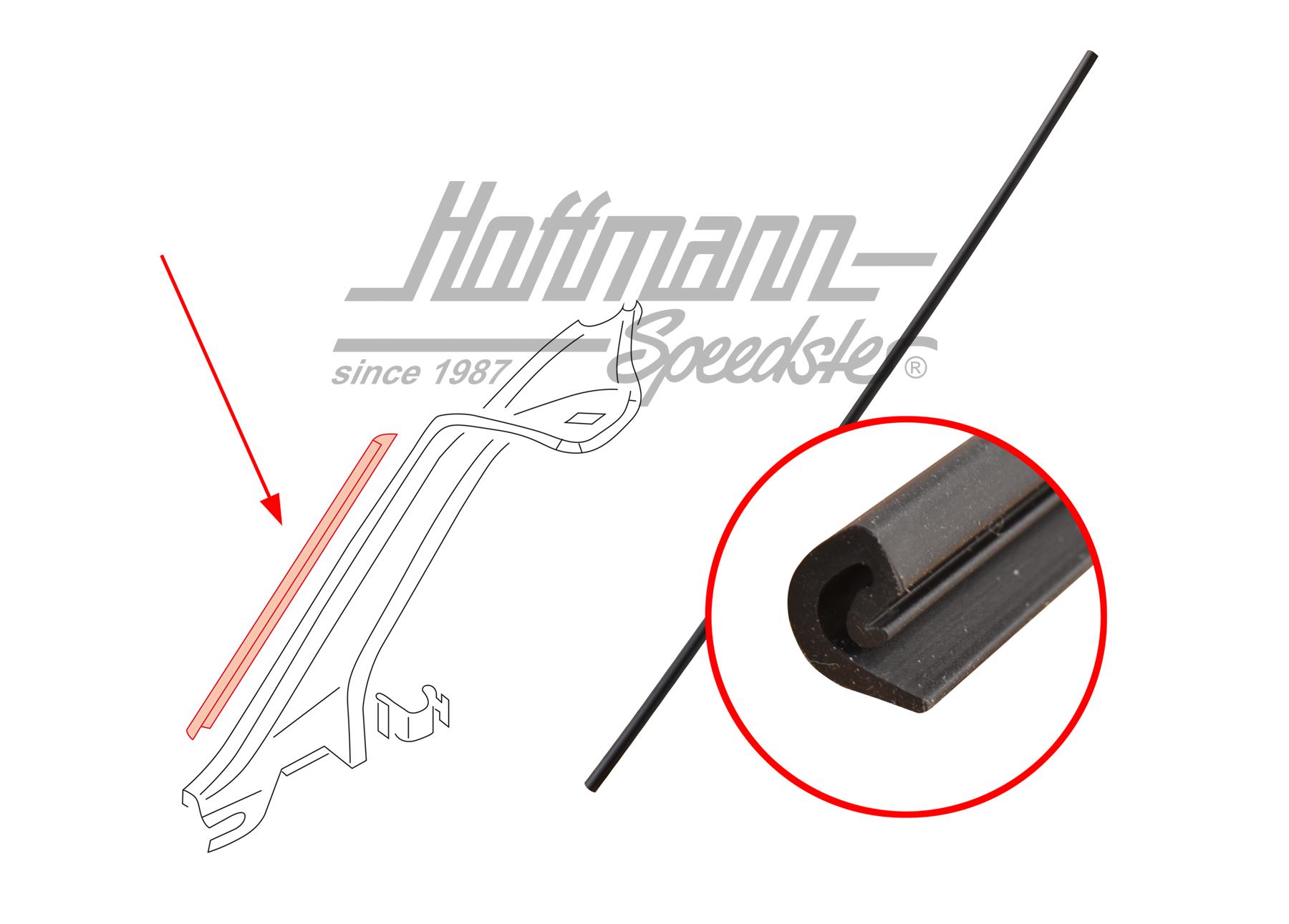 Guarnizione, pilastro A, interno, Furgone T4, 90-03, S/D | 7D0 867 249  01C | 408-1413