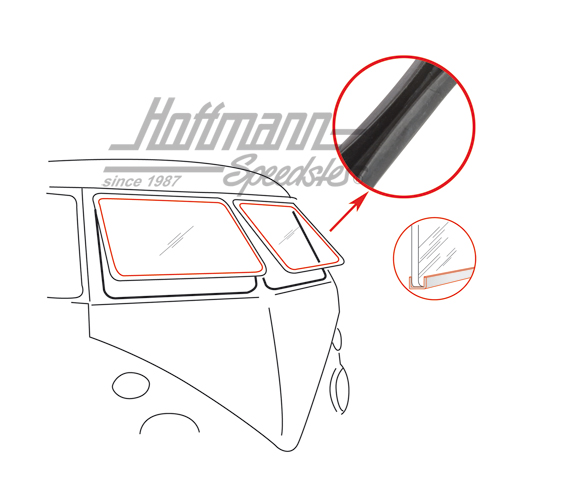 Guarnizione, telaio / vetro, Furgone T1 Safari | 211 845 123 B | 089-0032-10