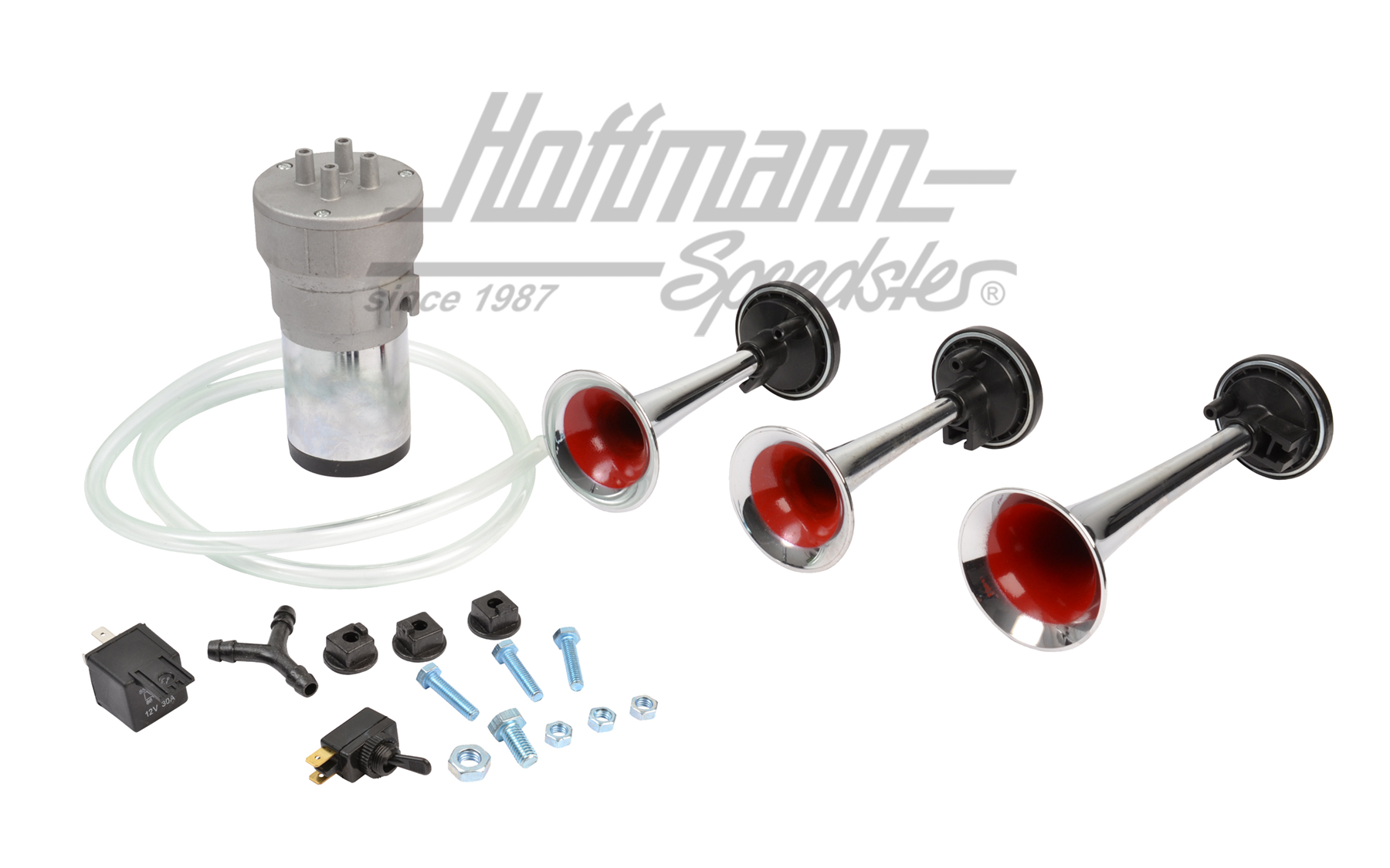 Fanfara, 3 corni, con compressore d'aria, 12V                                                       