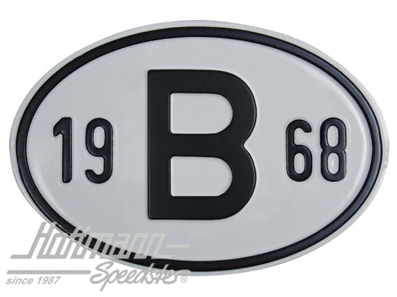 Targa sigla internazionale "B" (Belgio), "1968", alluminio |  | 020-2397-68
