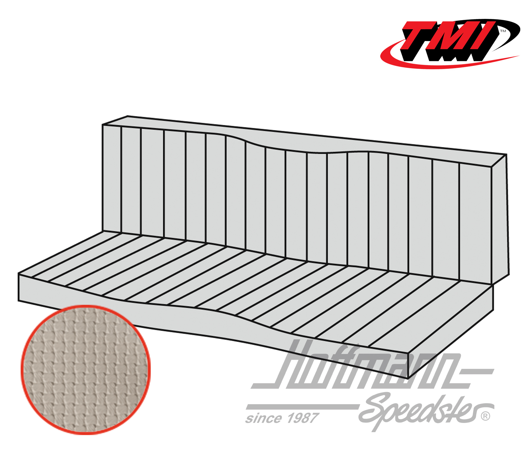 Copri panca, Karmann Ghia Cabriolet, -71, bianco antico | 43-1611-05 | 066-0084-50