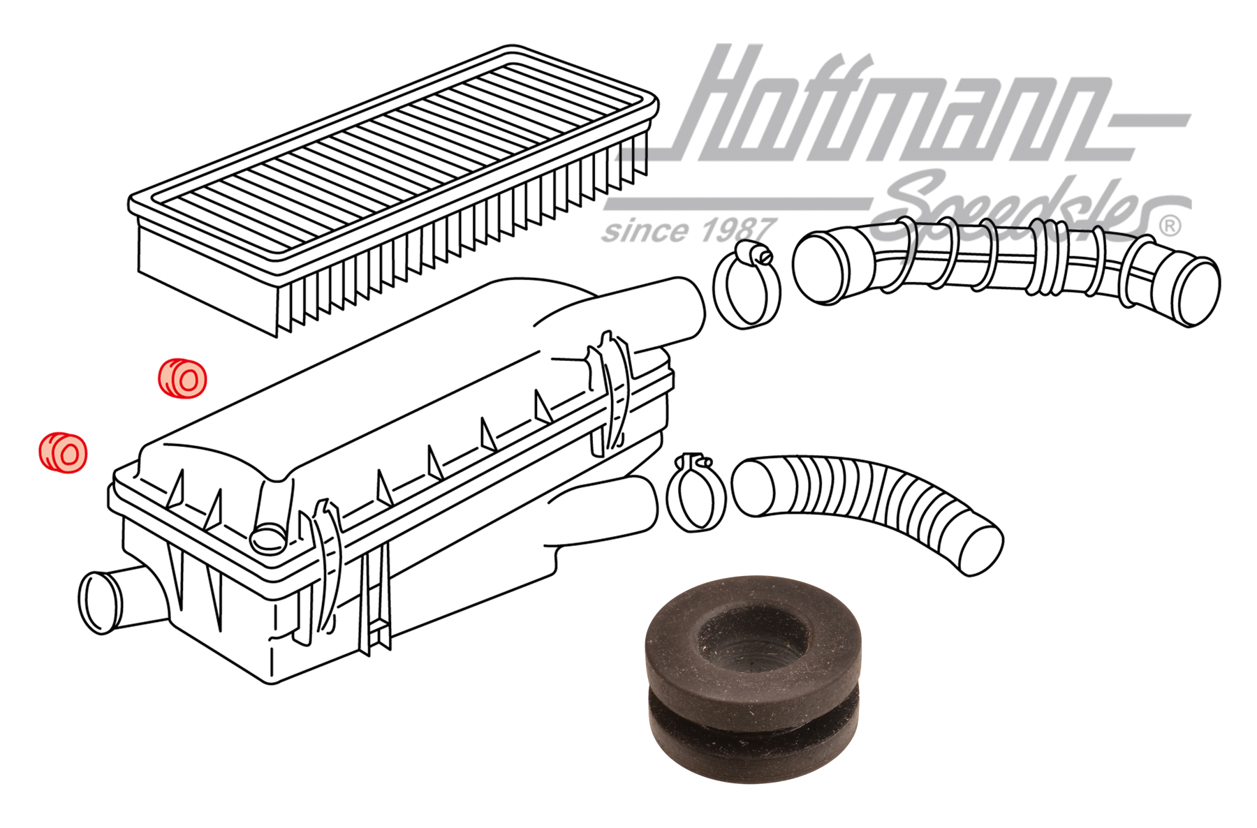 Cuscinetto in gomma, filtro dell'aria | 055 129 669 | 110-2563