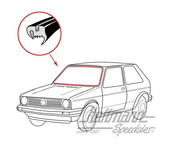 Guarnizione parabrezza, senza scanalatura, Golf 1 Berlina+Cabriolet | 171 845 121 | 180-7060