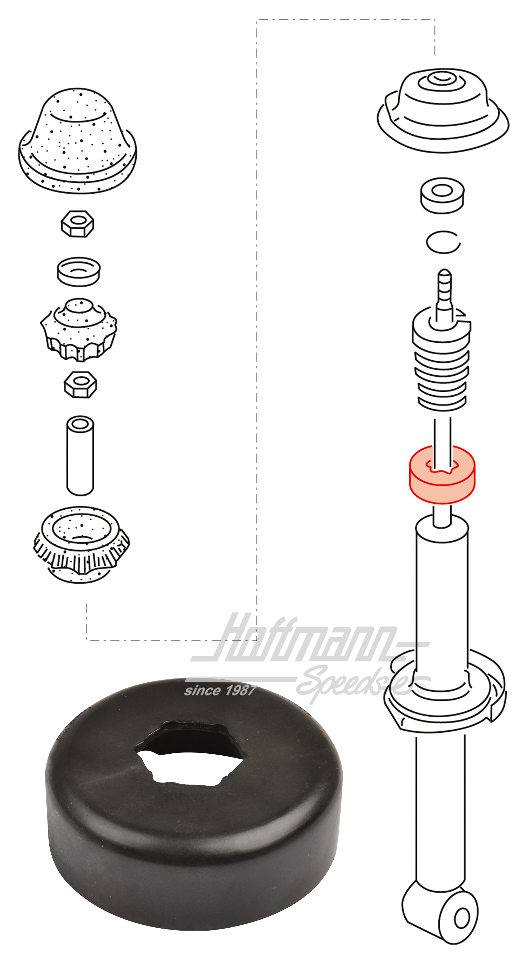 Cappuccio, inferiore, ammortizzatore, posteriore | 161 513 269 | 140-3950-24