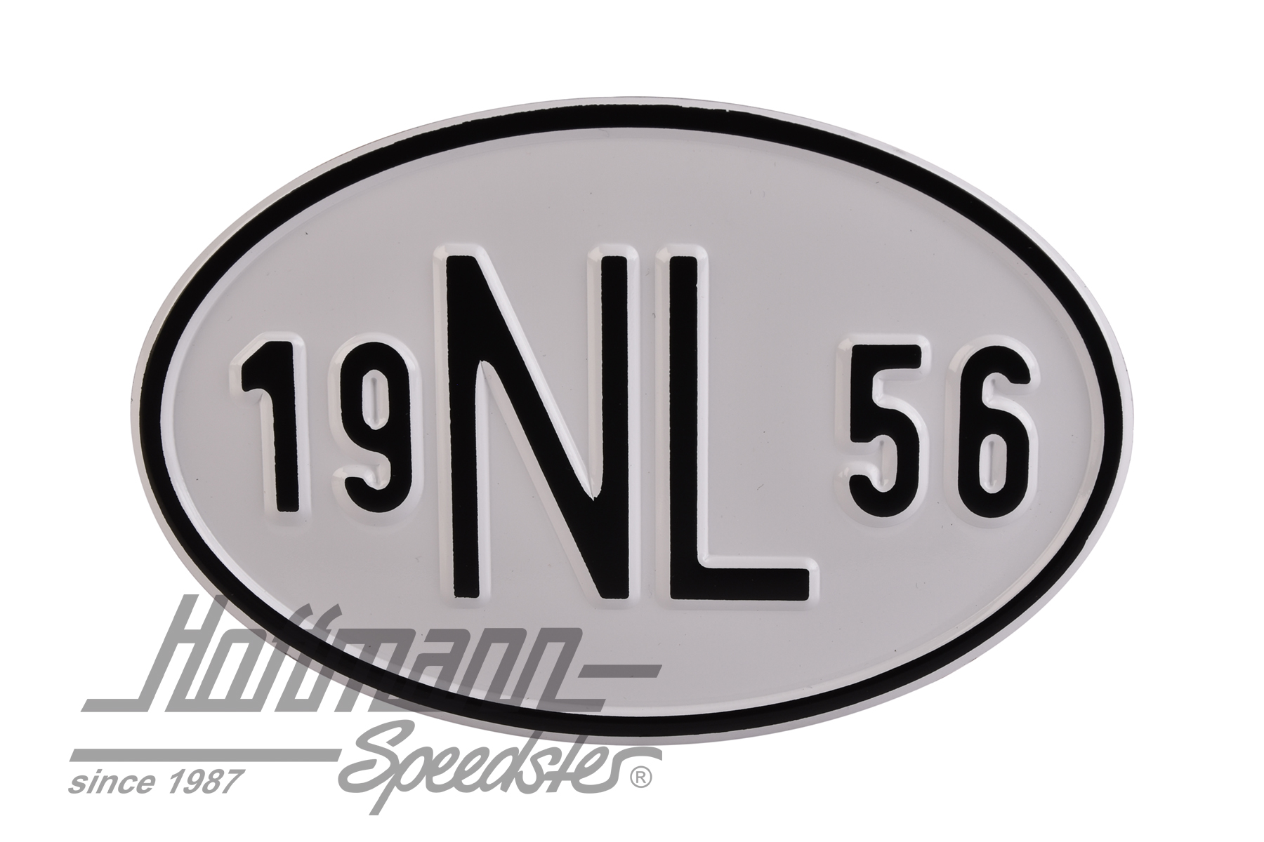Targa sigla internazionale "NL" (Paesi Bassi), "1956", alluminio |  | 020-2391-56