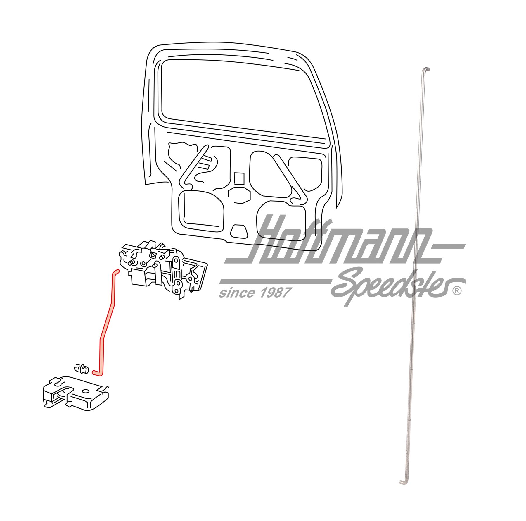 Asta di trazione, serratura portellone posteriore, Furgone T4
 | 705 829 218 A | 408-1046-33