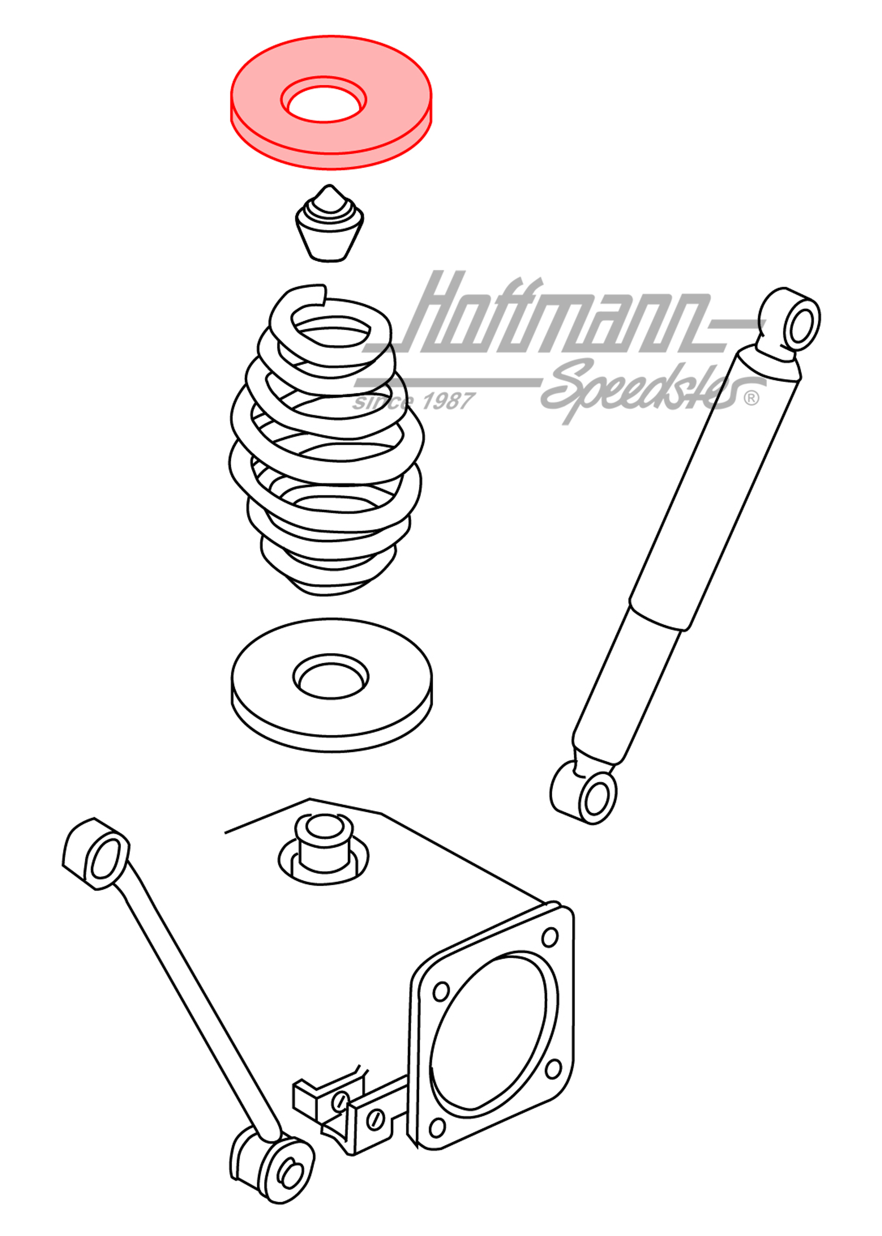 Supporto, molla, posteriore, superiore, Furgone T3                                                  