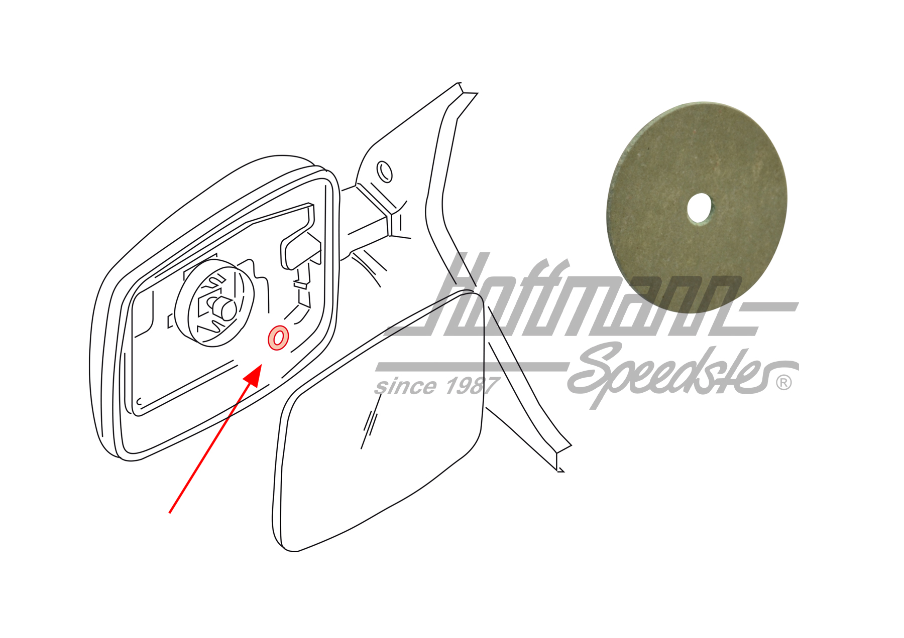 Disco di scorrimento, vetro a specchio, Furgone T4 | 701 858 597 | 408-6708