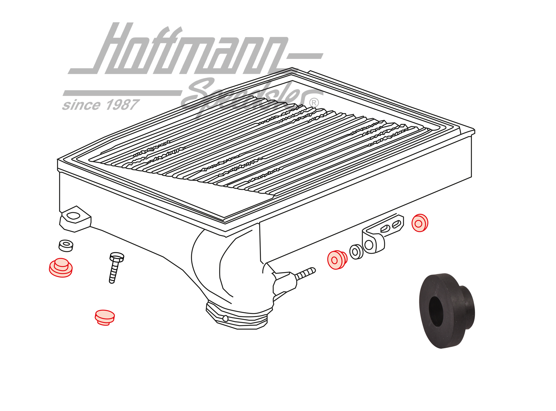 Cuscinetto in gomma, l'intercooler, 83-89                                                           