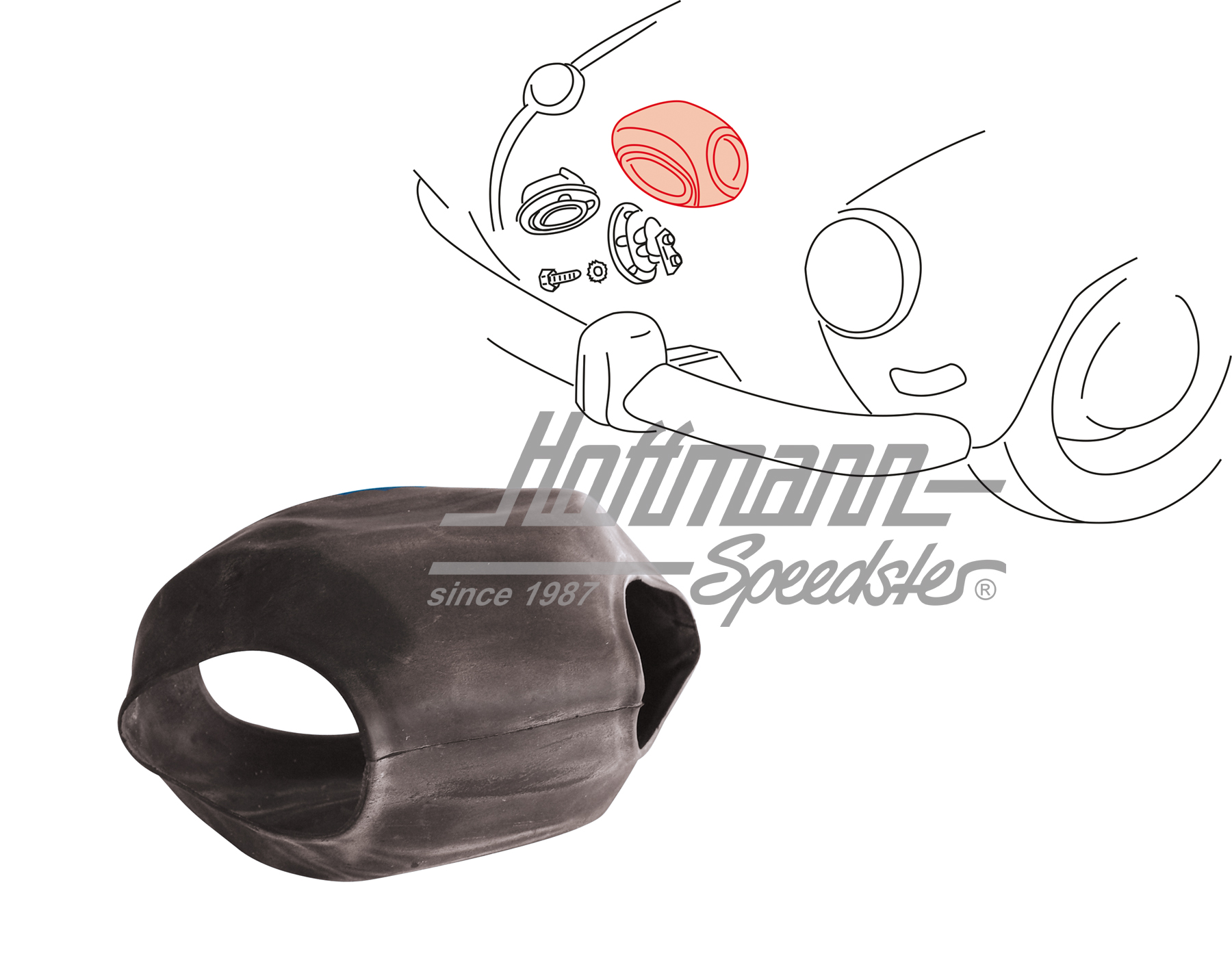 Manicotto gomma, clacson doppio, Karmann Ghia | 141 951 231 | 060-0059