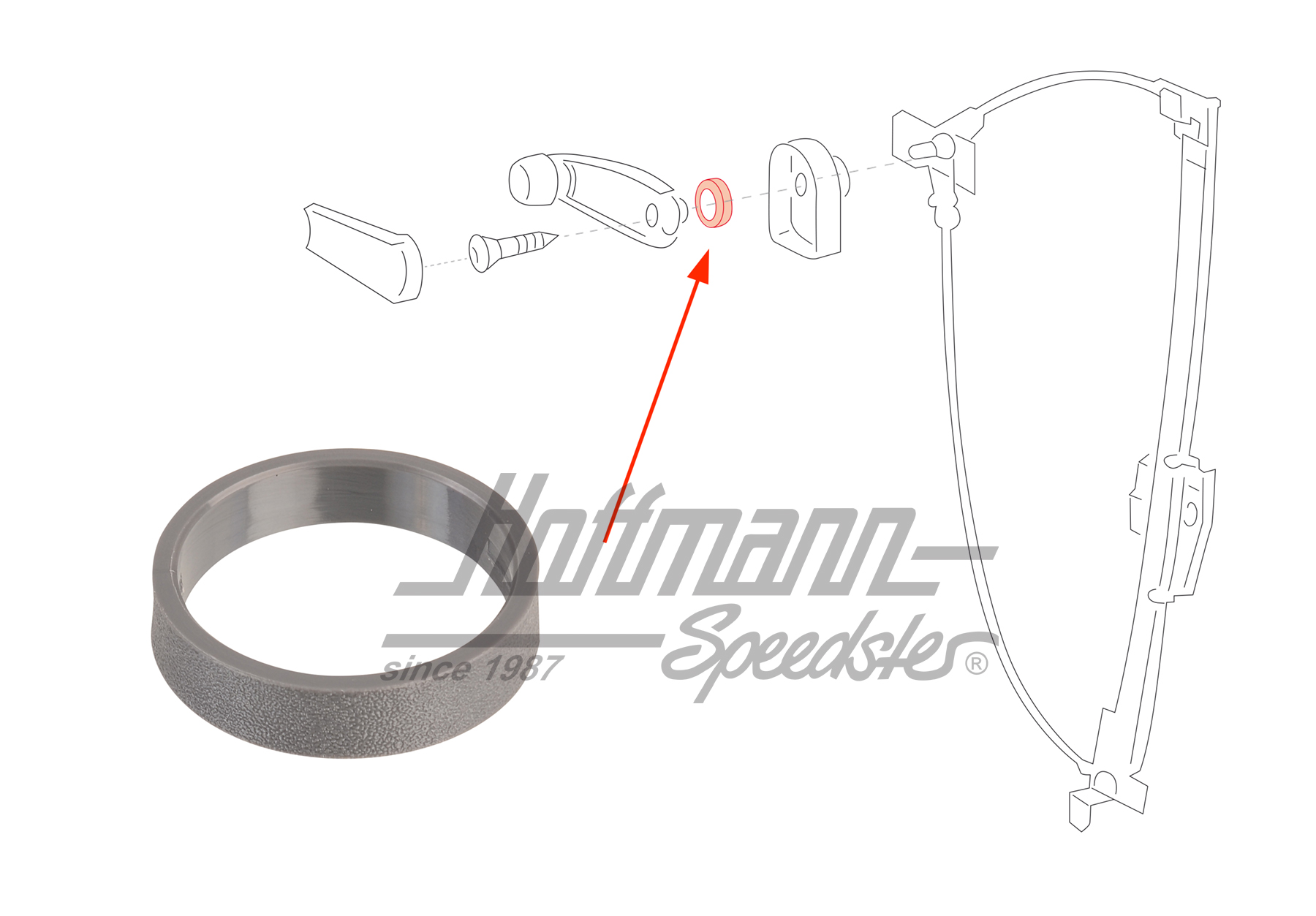 Supporto, manovella alzacristalli
, 9.90-7.95, grigio chiaro | 701 837 595  9XK | 408-1224-20