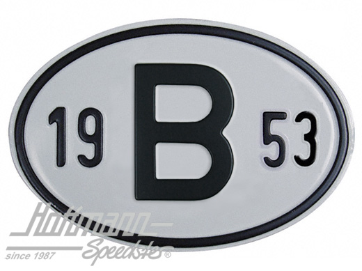 Targa sigla internazionale "B" (Belgio), "1953", alluminio |  | 020-2397-53
