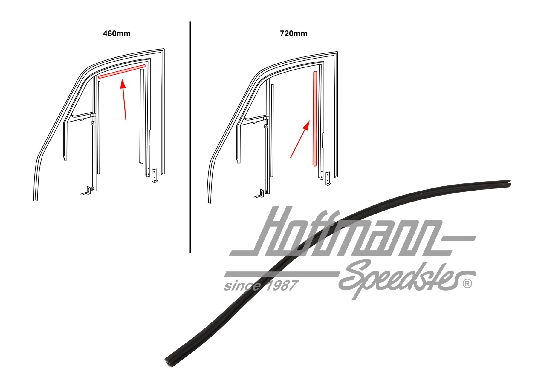 Guarnizione, vetro a manovella, superiore/posteriore                                                