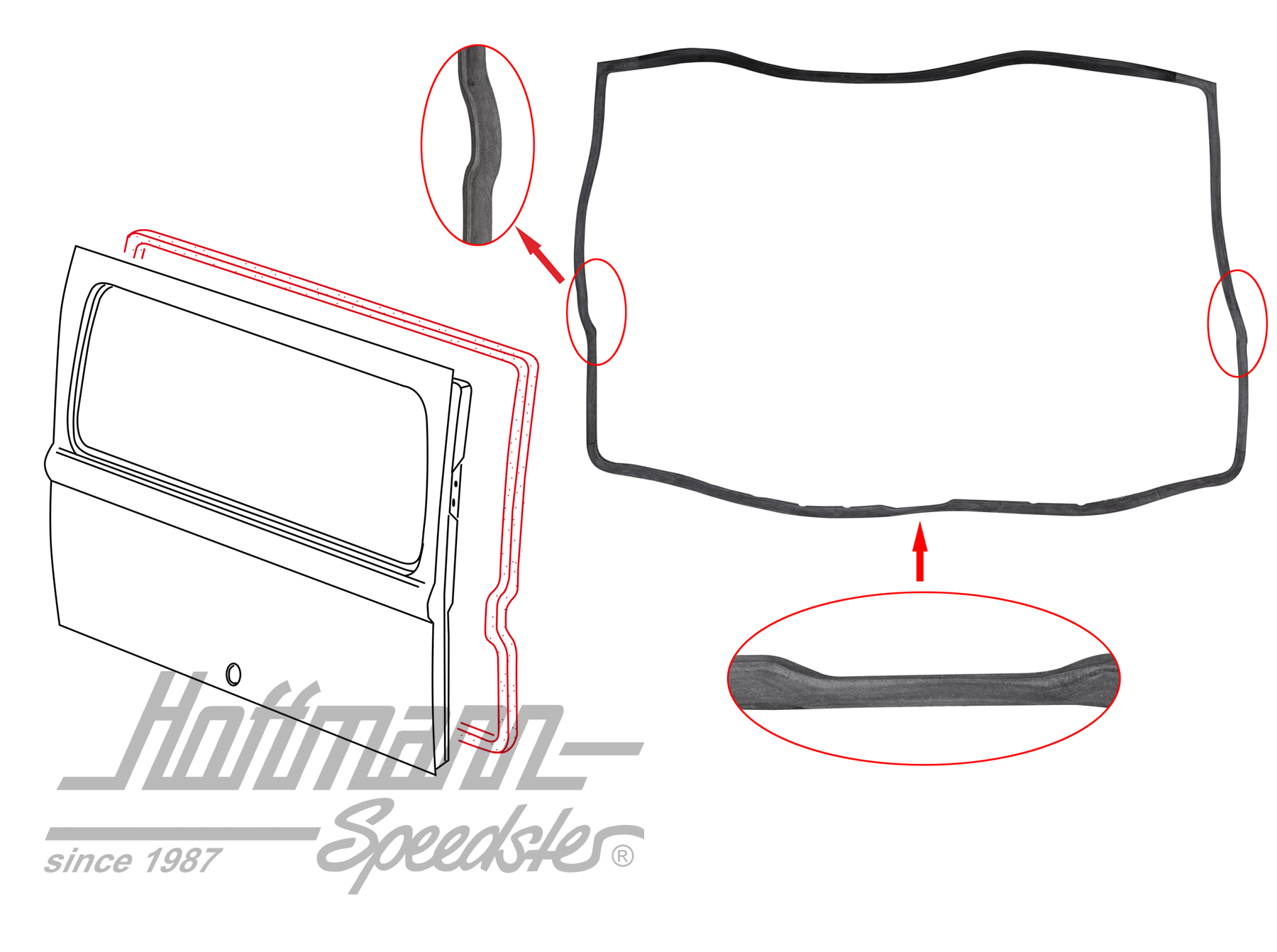 Guarnizione portellone posteriore, Furgone T1, 8.63-7.71 | 211 829 193 C | 089-0380