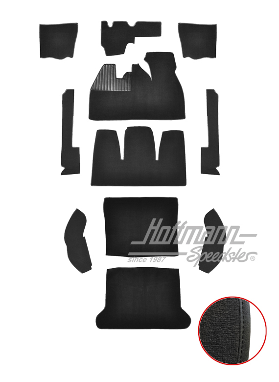 Set tappeti, Maggiolino Berlina, 8.68-7.72, nero |  | 026-5521