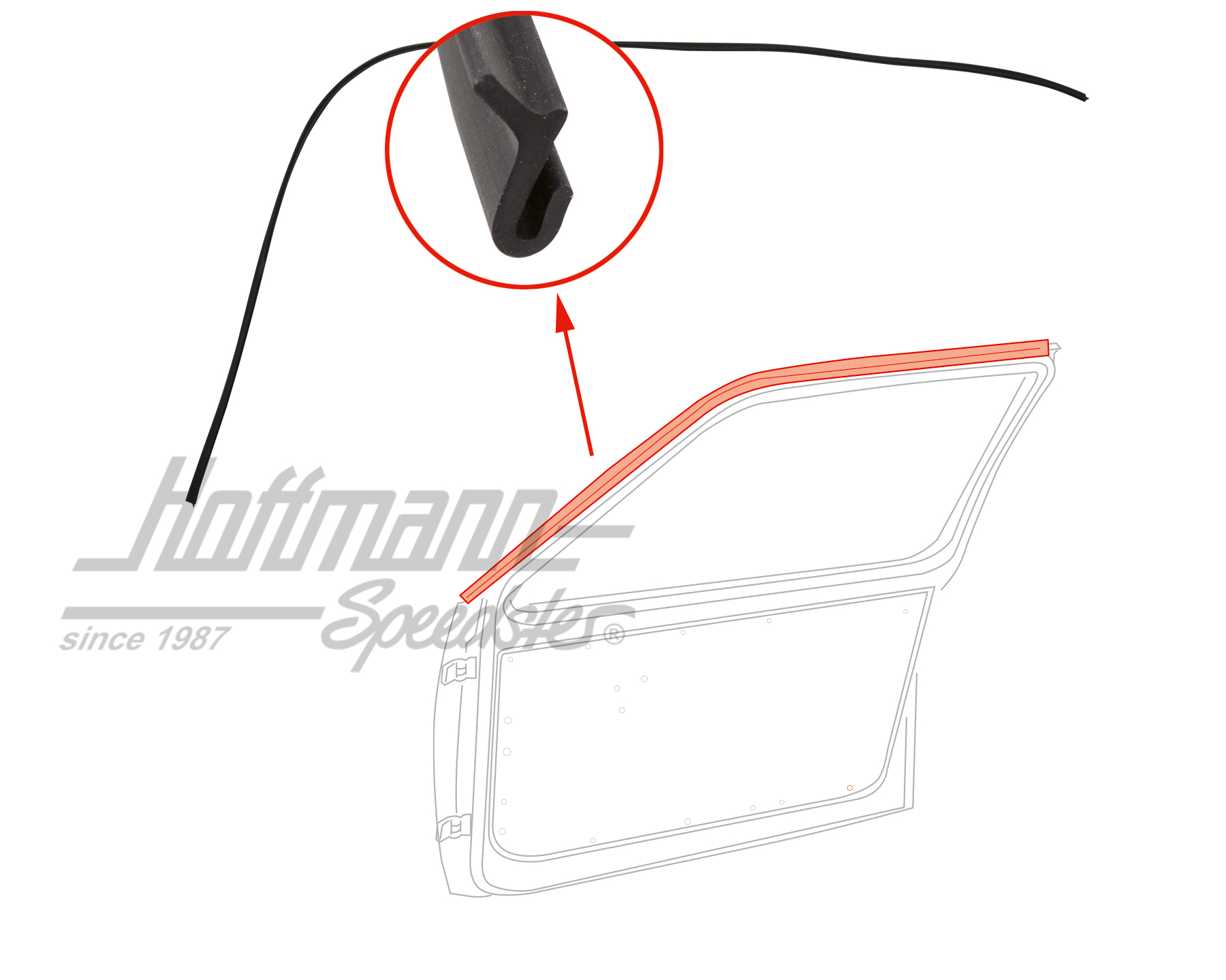 Guarnizione porta, avanti, al montante A, 1320mm | 171 837 913 G | 180-7022-08