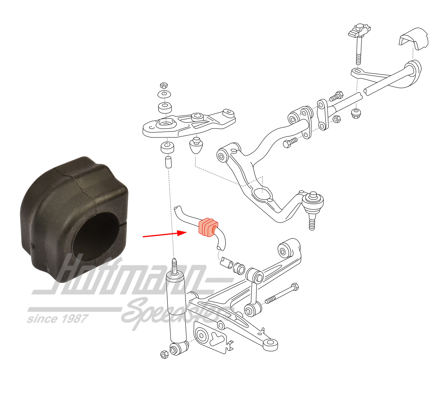 Cuscinetto in gomma, stabilizzatore, anteriore, 22.6mm | 701 411 041 | 404-0560