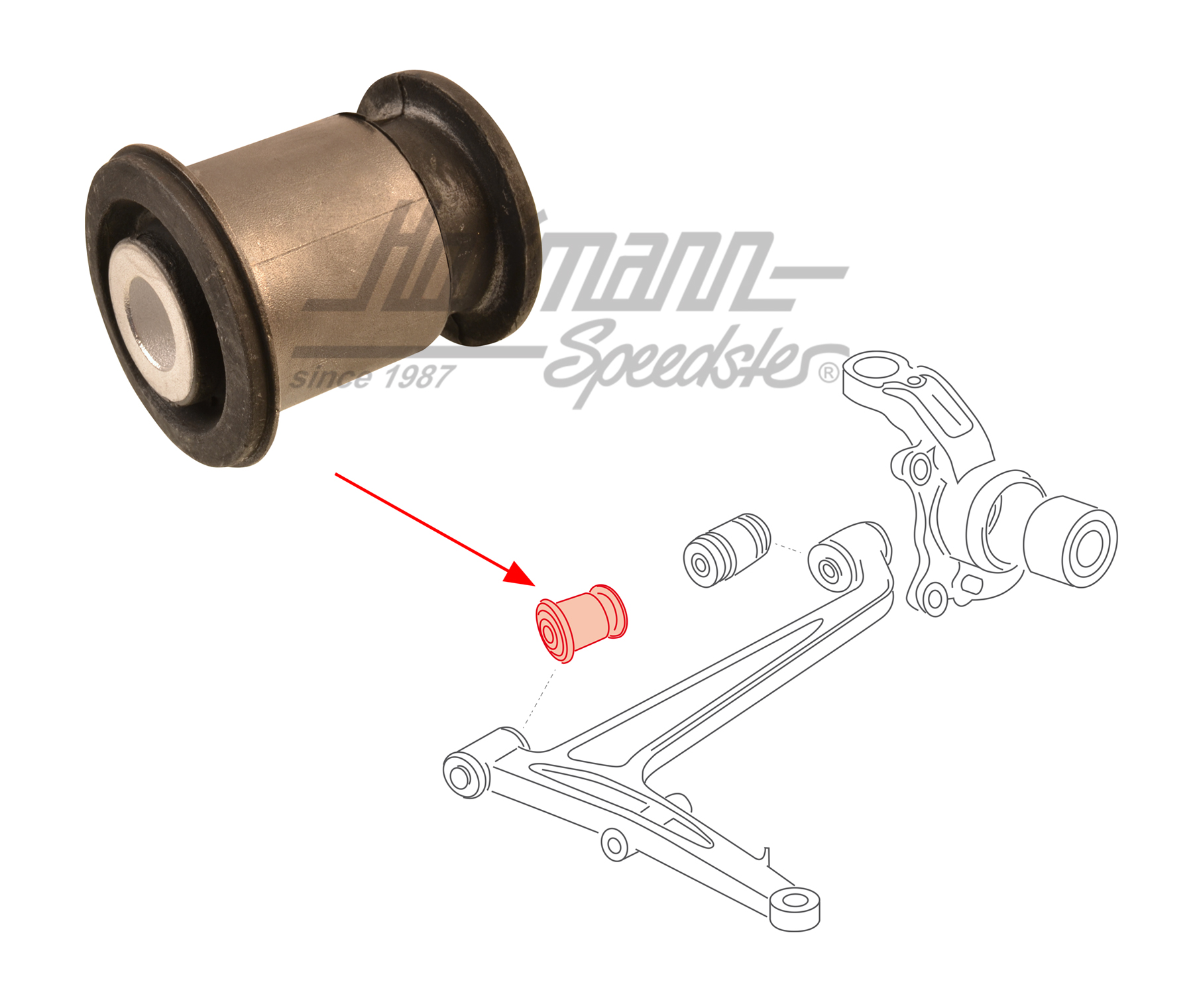 Cuscinetto in gomma, anteriore, braccio trasversale in basso, 96-03 | 7D0 407 183 | 404-0540-10