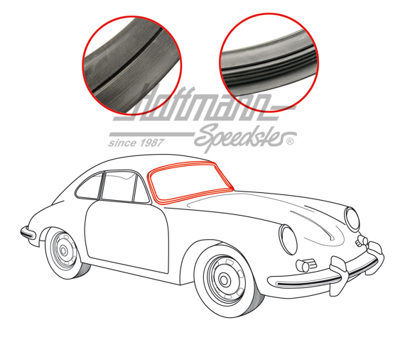 Guarnizione, parabrezza, 356 A/B, con scanalatura | 644 541 901 00 | 510-6308