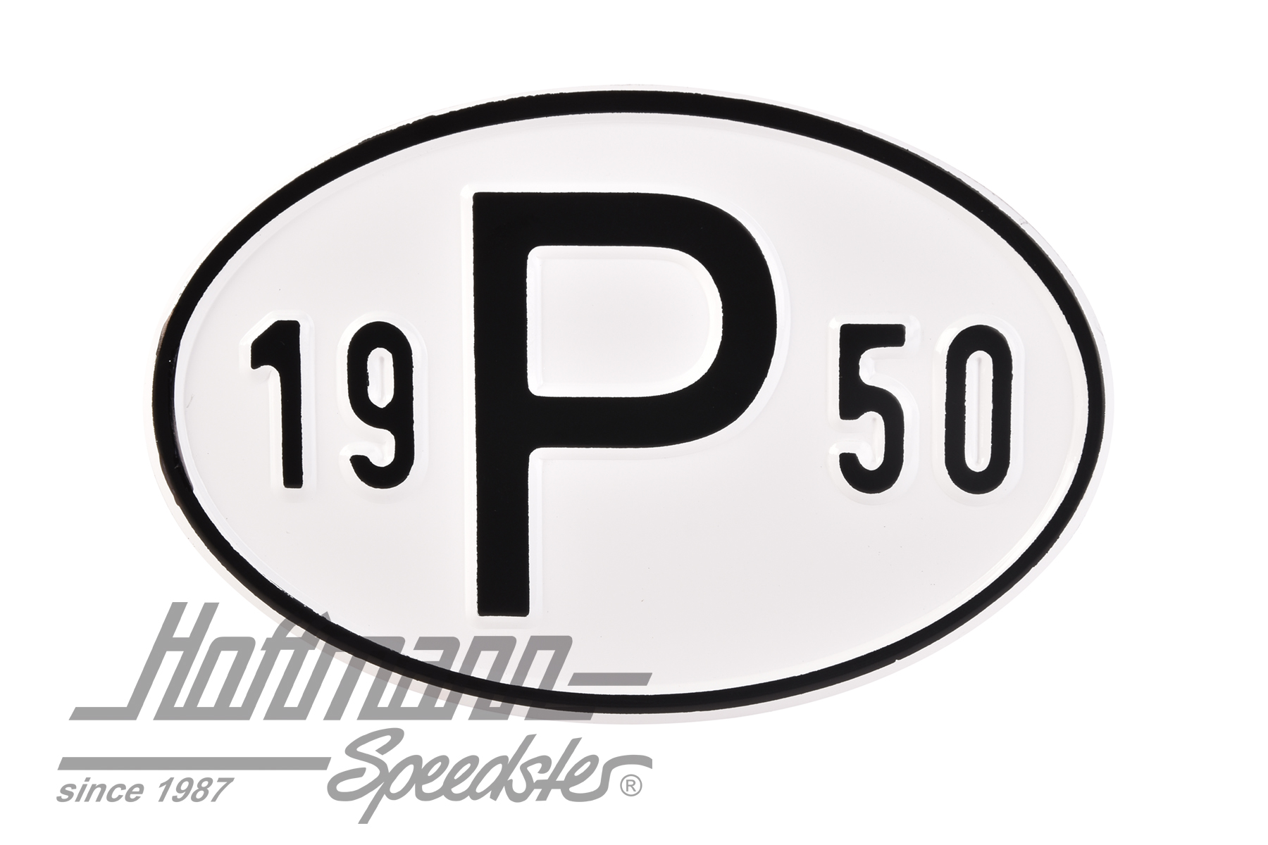 Targa sigla internazionale "P" (Portogallo), "1950", alluminio |  | 020-2405-50