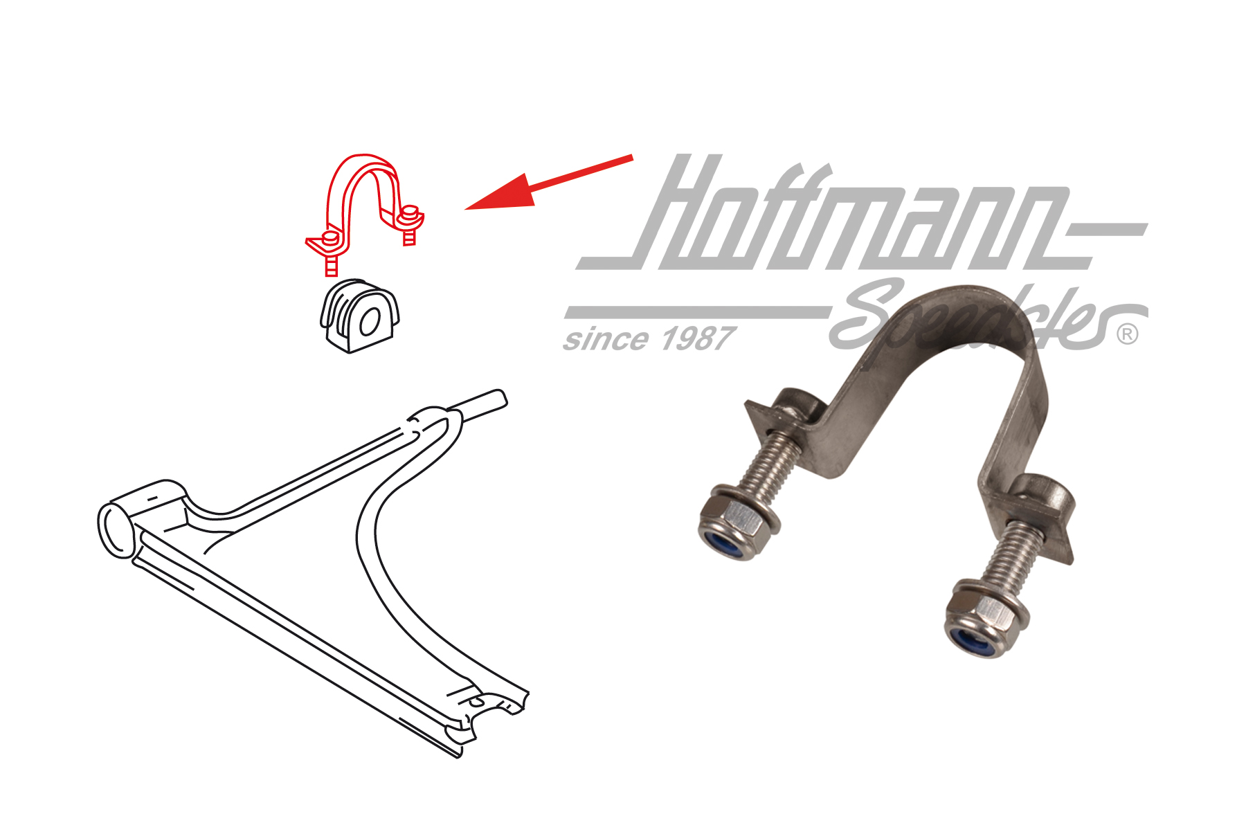 Fascetta, stabilizzatore anteriore, esterno | 171 411 333 E | 140-0618-10