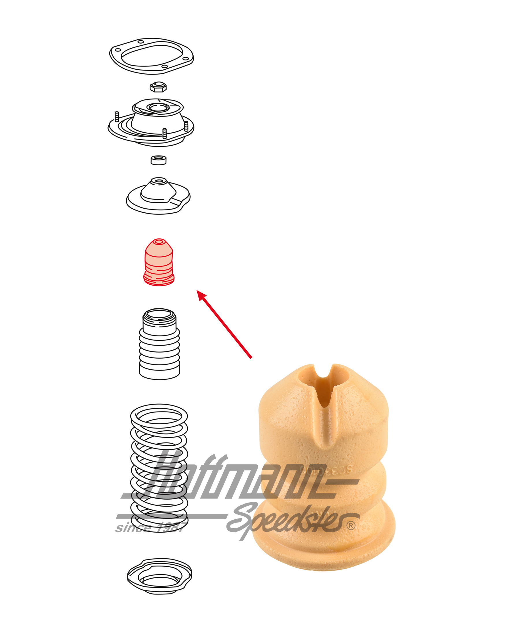 Gomma d'arresto, ammortizzatore, anteriore, 89-98 | 964 343 301 00 | 521-4290-20