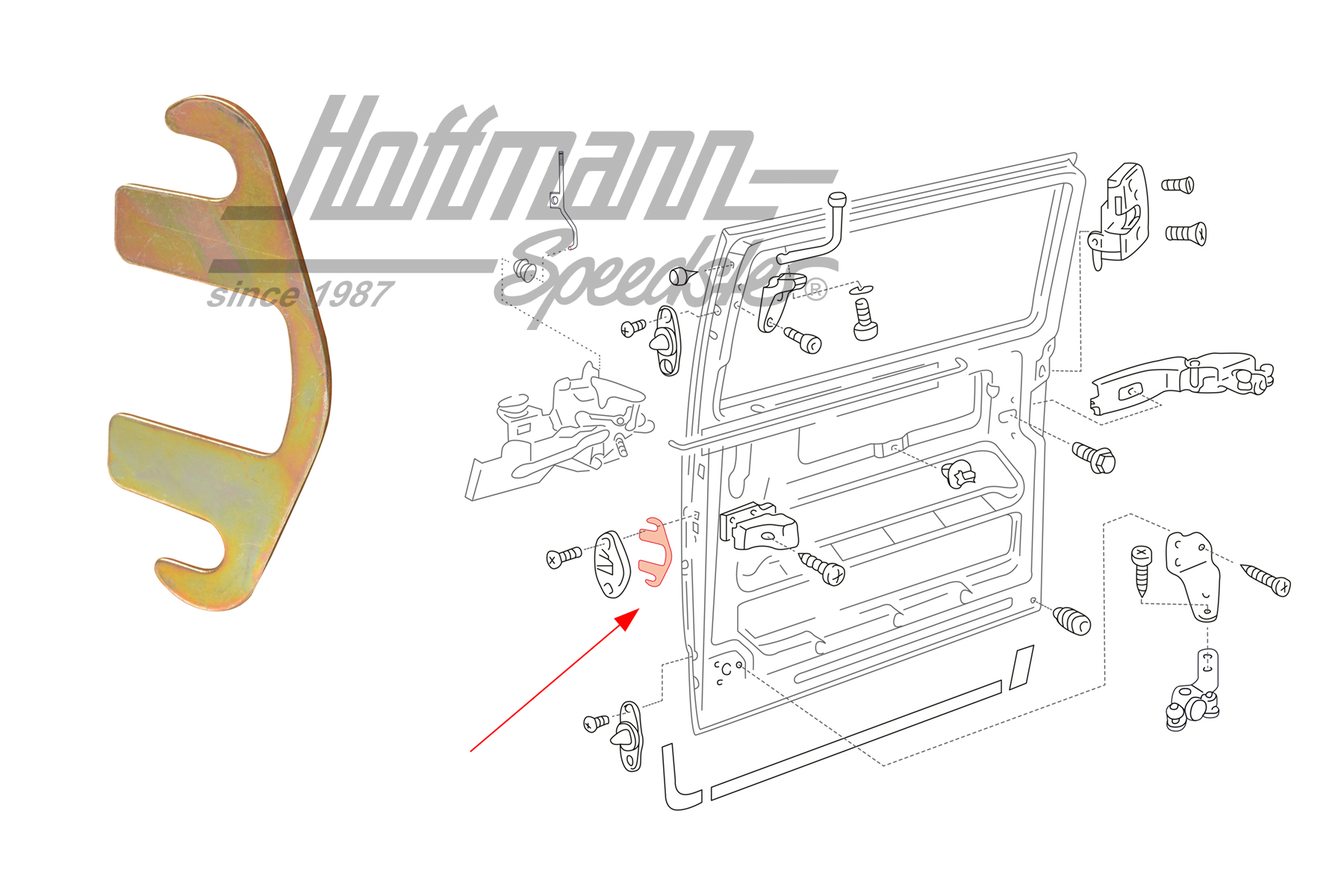 Lastra, piastra di ritegno, porta scorrevole, Furgone T4 | 701 843 683 | 408-1022-08