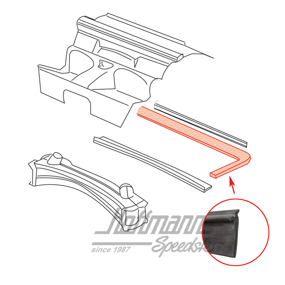 Guarnizione, vano motore, posteriore (grande), 74-89 | 911 504 111 02 | 515-2300