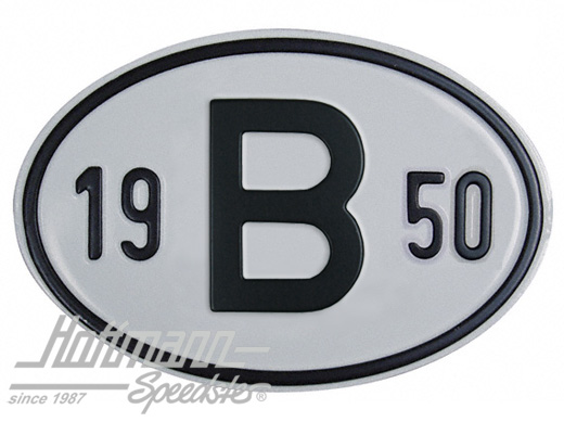 Targa sigla internazionale "B" (Belgio), "1950", alluminio |  | 020-2397-50