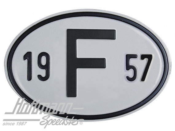 Targa sigla internazionale "F" (Francia), "1957", alluminio |  | 020-2399-57