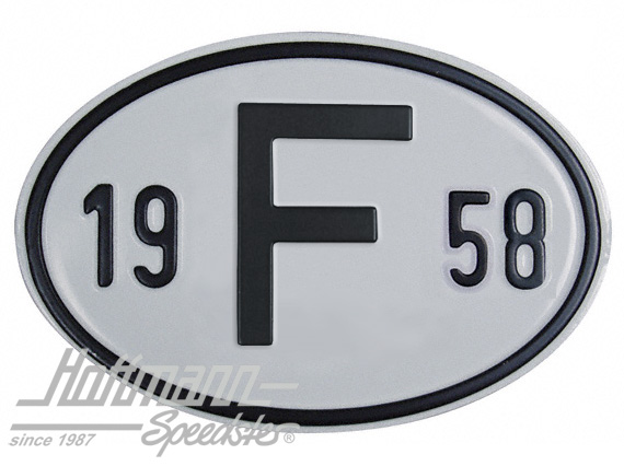 Targa sigla internazionale "F" (Francia), "1958", alluminio |  | 020-2399-58