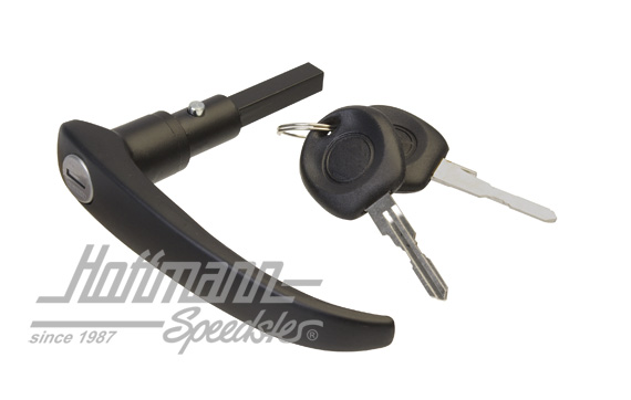 Maniglia porta ribaltabile, esterna, nera, 58-67, lunga                                             