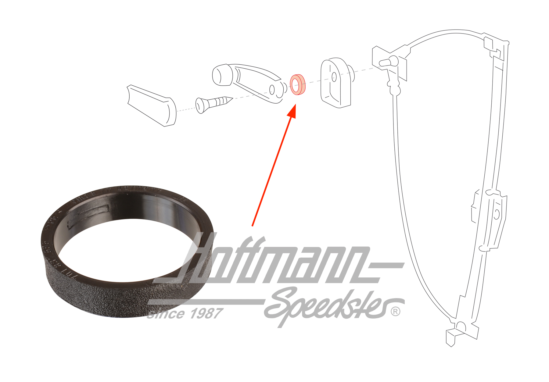 Supporto, manovella alzacristalli
, 9.90-7.95, nero | 701 837 595  01C | 408-1224-10