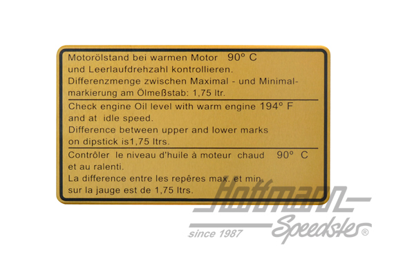 Adesivo "Ölstand" (livello dell'olio), 911, 81-89 | 930 006 504 02 | 580-8020