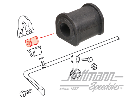 Cuscinetto in gomma, stabilizzatore, posteriore, 15 mm                                              