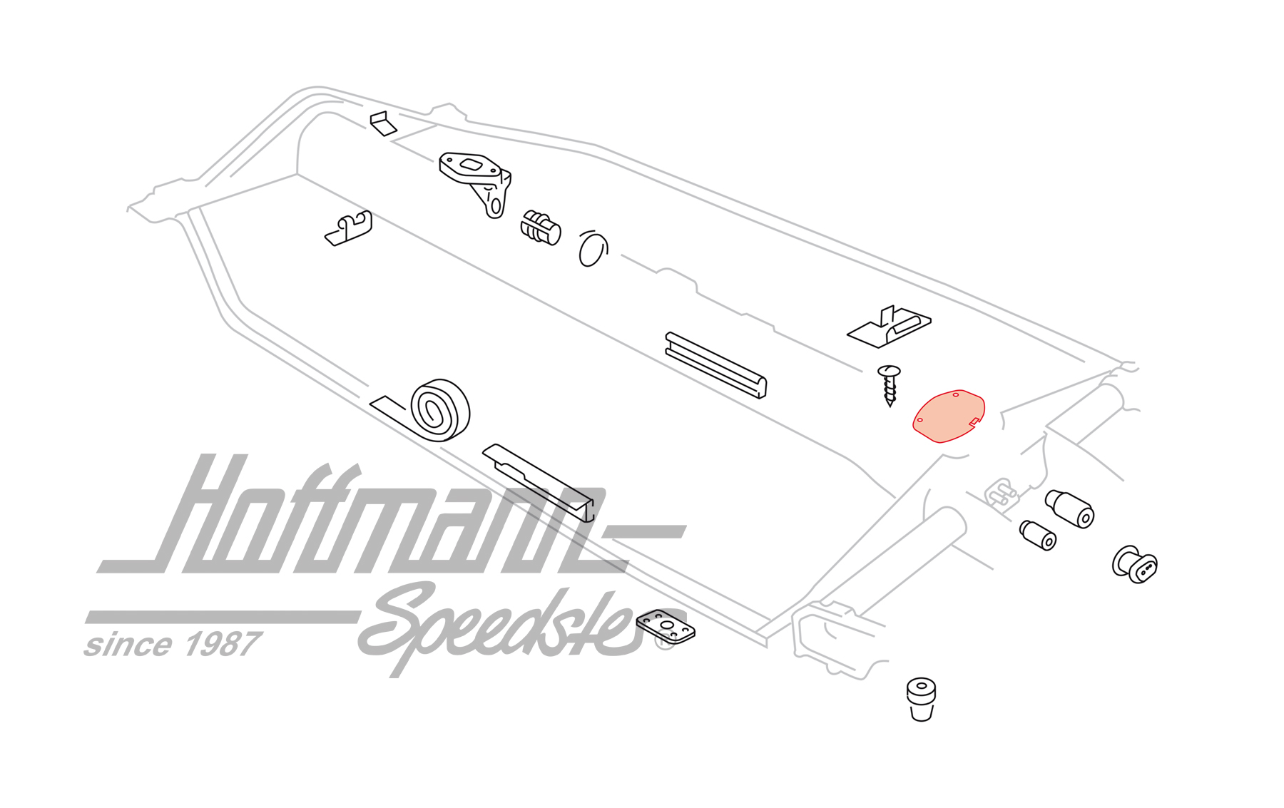 Coperchio, tunnel del telaio, posteriore, -7.65                                                     